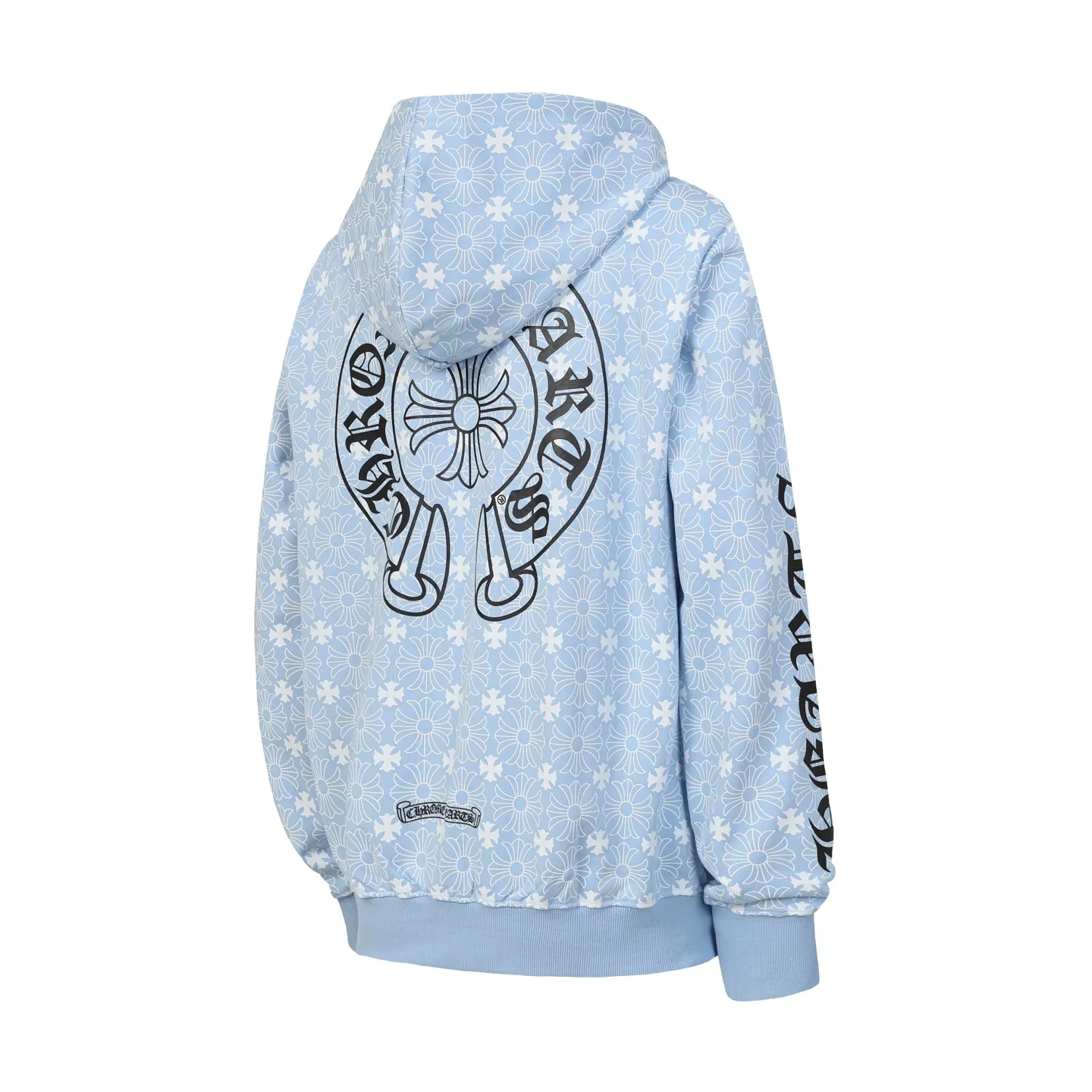 P300 cross-border model, please do not place an order if you are pursuing quality - Chrome Hearts/Chrome Hearts Sanskrit Dark Pattern Horseshoe Sanskrit Cross ✝️ Printed Zipper Sweater Cardigan Jacket - High weight, high density and high quality. The wool is soft, delicate and skin-friendly. It feels soft and silky. It has excellent warmth and skin-friendly properties. - Custom-woven and custom-dyed, no color difference. No matter the fabric or workmanship details, it beats the ordinary version on the market. - Hardware zipper accessories are all customized and full of details. -Colour: Black White Blue -Size: S M L XL
